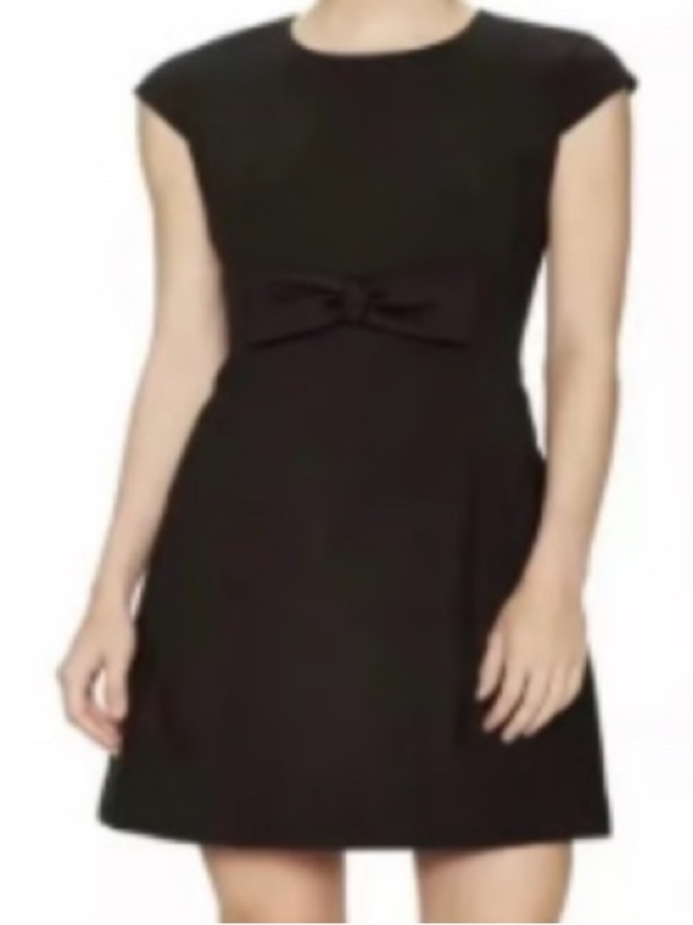 kate spade New York Black Bow Waist Cap-Sleeve A-Line Dress Sz 6
